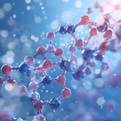 Poster - intricate 3d rendering of the insulin molecule with vibrant crystalline structure