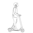 sketch of a man on a scooter on a white background vector