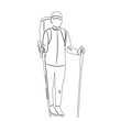 sketch of a man with a backpack, traveler on a white background vector