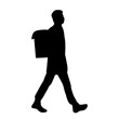 courier walking silhouette on white background vector
