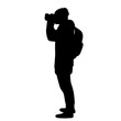 photographer taking pictures silhouette on white background vector
