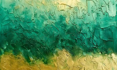 abstract green and gold painting, Generative AI 