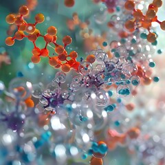 Poster - Insulin Molecule Interacting with Glucose and Receptors in the Body 3D Rendered Dynamic Composition