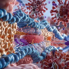 Poster - Detailed Cross Section Diagram of the Insulin Molecule s Internal Structure and Components