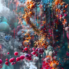Poster - Striking Digital Artwork Featuring Insulin Molecule with Glitch and Distortion Effects for a Modern