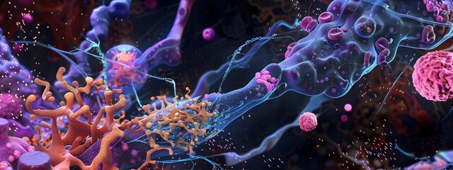 Poster - d illustrated series depicting the impact of insulin on neuronal and neurogenesis