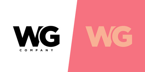Poster - Letter W and G, WG logo design template. Minimal monogram initial based logotype.