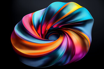 Wall Mural - Colorful swirl on a black background. 3D render / rendering