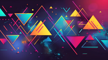 Wall Mural - Abstract dark purple polygon triangles shape pattern on background, Futuristic background with bright and colorful objects. modern futuristic sci fi wallpaper, Minimal geometric background