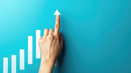 Poster - Business Growth Chart: A hand pointing upwards at a rising profit graph.