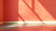 Empty background - room with walls painted in red, with sunlight and shadows