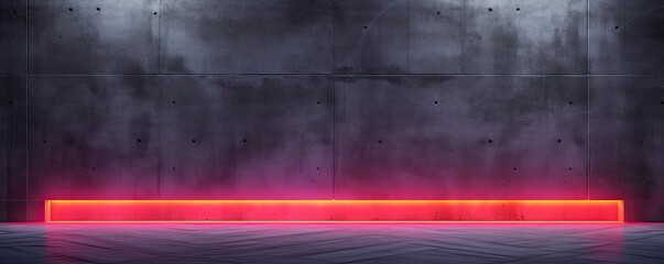 Wall Mural - Modern Industrial Style: Neon Pink Light Against Concrete Wall Background banner