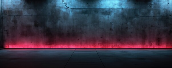 Wall Mural - Modern Industrial Style: Neon Pink Light Against Concrete Wall Background banner