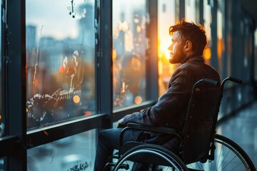 Disabled person looking at window Depression symptoms