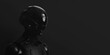 © Yury - Black Cyber Robot Portrait on Dark Background with Place For Text