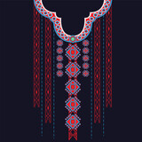 Fototapeta Konie - retro vintage collar necklace ikat mexican ethnic aztec tribal ancient batik pattern seamless background for fashion fabric and textile, 2d illustration