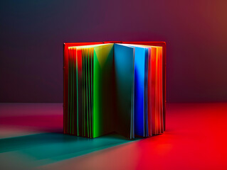 Wall Mural - A book with colorful pages on a table.