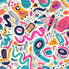 Wall Mural - Colorful Abstract Shapes and Patterns Background Illustration