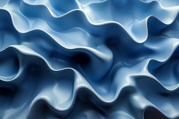 Poster - High-quality abstract blue wavy background representing flow and tranquility in a smooth texture