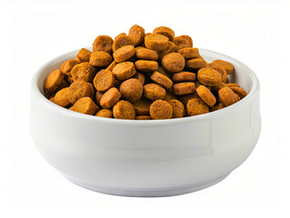Wall Mural - A bowl of dog food on a white background.