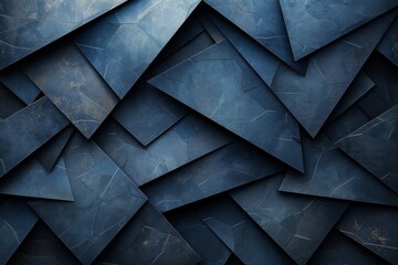 Poster - An abstract image with layered blue geometric shapes creating a sense of depth and complexity