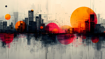 Wall Mural - beautiful geometric abstract digital art modern and colorful