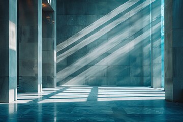 Poster - Architectural design with a modern touch, sunlight streaming through windows casting shadows