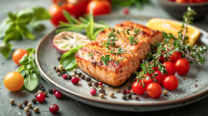 Canvas Print - Fresh ingredients on a perfectly arranged gourmet plate