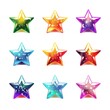 A collection of colorful stars with a white background.