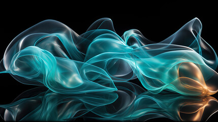 Wall Mural - blue smoke on black