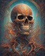 Colorful and stylish portrait of a skeleton, showcasing a unique blend of art and design, Generative AI.