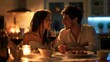 © Borin - A young couple having a romantic dinner in their new dining room.
