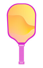 Wall Mural - Pickleball paddle with gradient and geometric pattern design. Pink and yellow racket illustration.