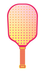 Wall Mural - Pickleball paddle with gradient and geometric pattern design. Red and yellow racket illustration.