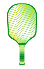 Wall Mural - Pickleball paddle with gradient and geometric pattern design. Green and yellow racket illustration.