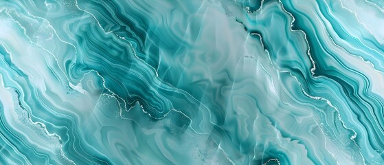 Poster - Abstract turquoise marble texture background with smooth wavy lines, elegant and modern design. Seamless loop repeatable patterns. 