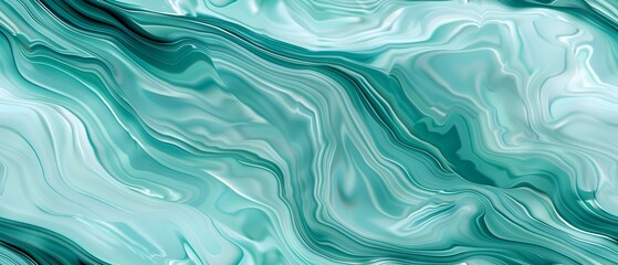 Poster - Abstract turquoise marble texture background with smooth wavy lines, elegant and modern design. Seamless loop repeatable patterns. 