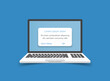 © Lysenko.A - Laptop notification icon in flat style. Computer vector illustration on isolated background. Reminder message sign business concept.