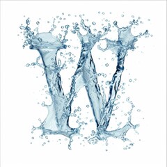 Wall Mural - Letter W. Water splashes alphabet isolated on a white background. Stylish modern alphabet template for educational programs, covers, business cards. Letter W water splash alphabet isolated on white