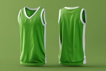 green basketball jersey template for team club, jersey sport, front and back, sleeveless tank top shirt