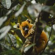 Rare Lemur Perched on Lush Jungle Foliage During Biodiversity Expedition