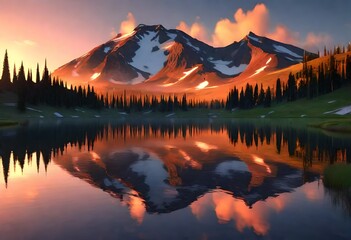 Wall Mural - sunset over the mountain 