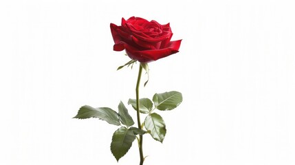 Wall Mural - A stunning red rose stands out against a pure white background