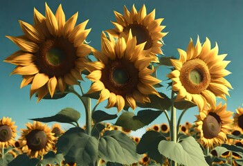 Wall Mural - sunflowers in the sun