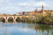 View at the Tarn river with old bridge in Montauban, France