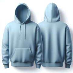 Wall Mural - Blank  blue hoodie template. front and back of hoodie in one image , increase the width size of image and show full hoodie, Hoodie sweatshirt long sleeve with clipping path