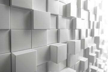 Poster - dynamic loop animation featuring rotating white cubes with changing patterns on tiles. technology co