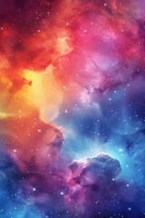 Wall Mural - galactic watercolor painting. vibrant starry universe backdrop.