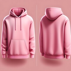 Wall Mural - blank pink hoodie template. front and back of hoodie in one image , increase the width size of image and show full hoodie, Hoodie sweatshirt long sleeve with clipping path