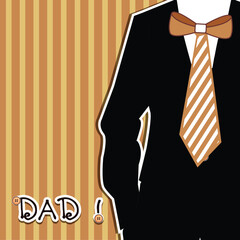 Poster -  Happy Fathers Day card or background with illustration of a man wearing tie and text Dad.